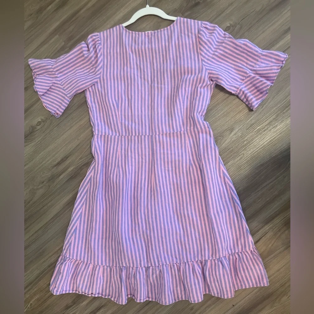 GAP‎ PINK PURPLE BLUE STRIPE SHORT SLEEVE WRAP DRESS